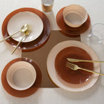 Round Accent Plastic Plates Round Transparent Mocha • Gold Plastic Plates | 10 Pack
