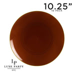 Round Accent Plastic Plates 10.25" Dinner Plates Round Transparent Mocha • Gold Plastic Plates | 10 Pack