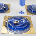 Luxe Party NYC Wine Cups Upscale Round Blue Plastic Wine Cups | 4 Cups