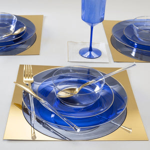 Luxe Party NYC Wine Cups Upscale Round Blue Plastic Wine Cups | 4 Cups