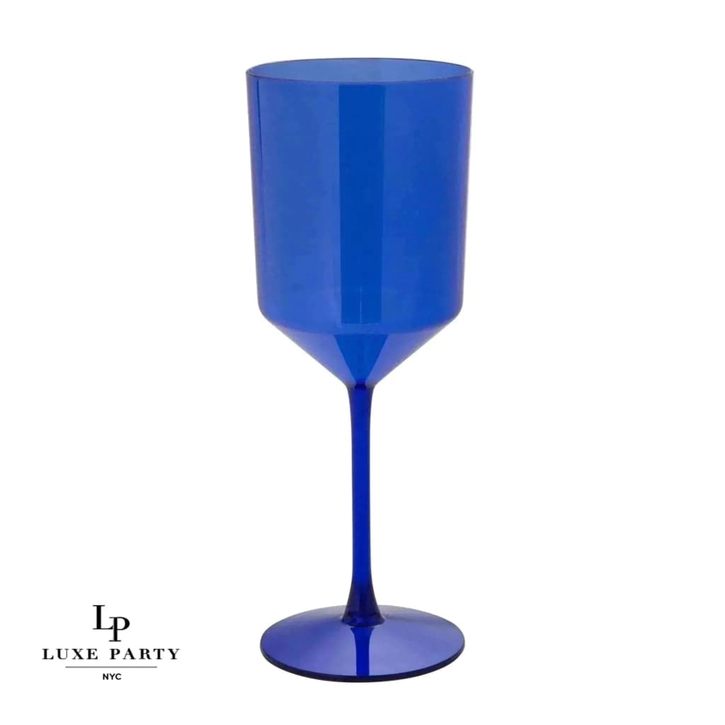 Luxe Party NYC Wine Cups Upscale Round Blue Plastic Wine Cups | 4 Cups