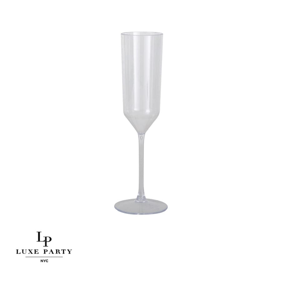Upscale Round Clear Plastic Flute Cups | 4 Cups - Wine Cups