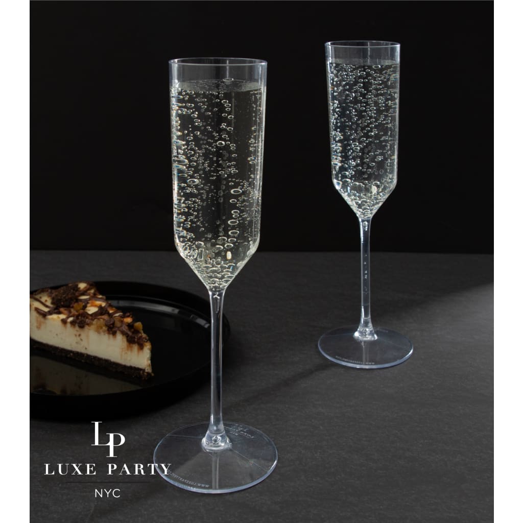 Upscale Round Clear Plastic Flute Cups | 4 Cups - Wine Cups