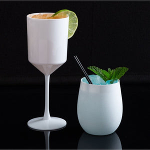 Luxe Party NYC Wine Cups Upscale Round White 12 Oz. Plastic Wine Goblets | 6 Cups