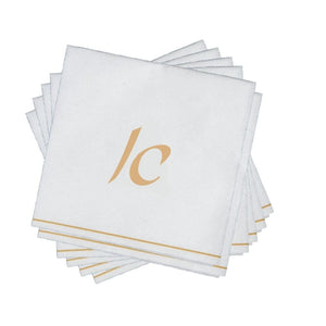 Luxe Party NYC Napkins 16 Cocktail Napkins - 5" x 5" White and Gold Hebrew ALEF Paper Cocktail Napkins | 16 Napkins