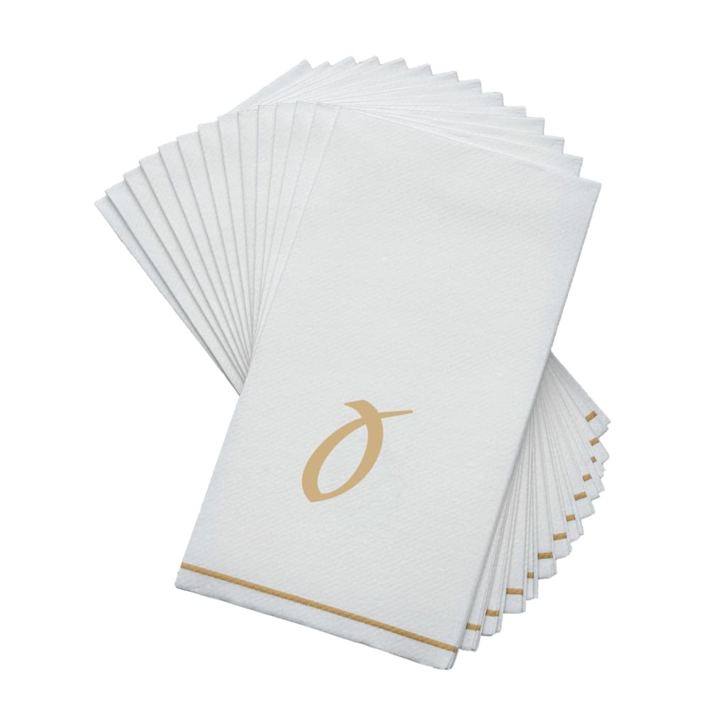 Luxe Party NYC Napkins 14 Guest Napkins - 4.25" x 7.75" White and Gold Hebrew Paper Napkins  - AYIN