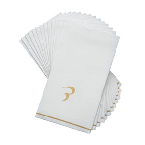 Luxe Party NYC Napkins 14 Napkins / White and Gold 14 PK White and Gold Hebrew Guest Paper Napkins  - DALET