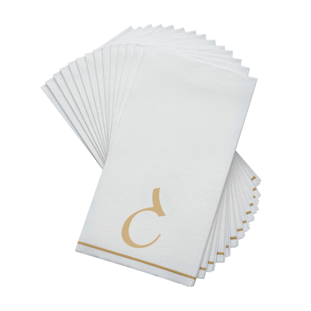 Luxe Party NYC Napkins White and Gold 14 PK White and Gold Hebrew Guest Paper Napkins  - GIMEL