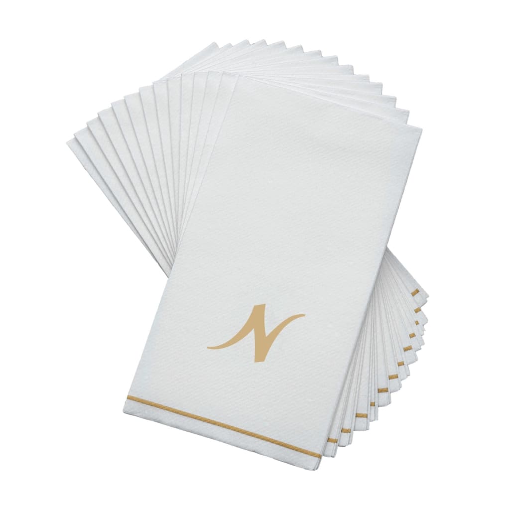 Luxe Party NYC 14 Napkins White and Gold Hebrew Guest Paper Napkins  - MEM