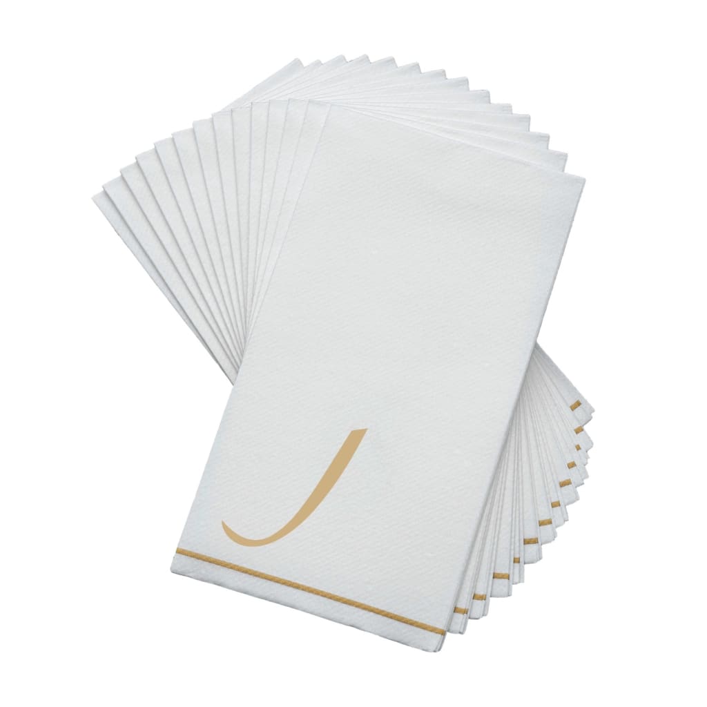 Luxe Party NYC Napkins  White and Gold Hebrew Guest Paper Napkins  - NUN