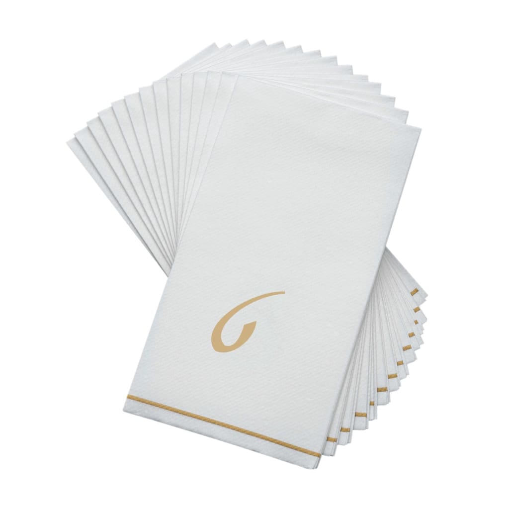 Luxe Party NYC Napkins 14 Napkins / White and Gold 14 PK White and Gold Hebrew Guest Paper Napkins  - TET