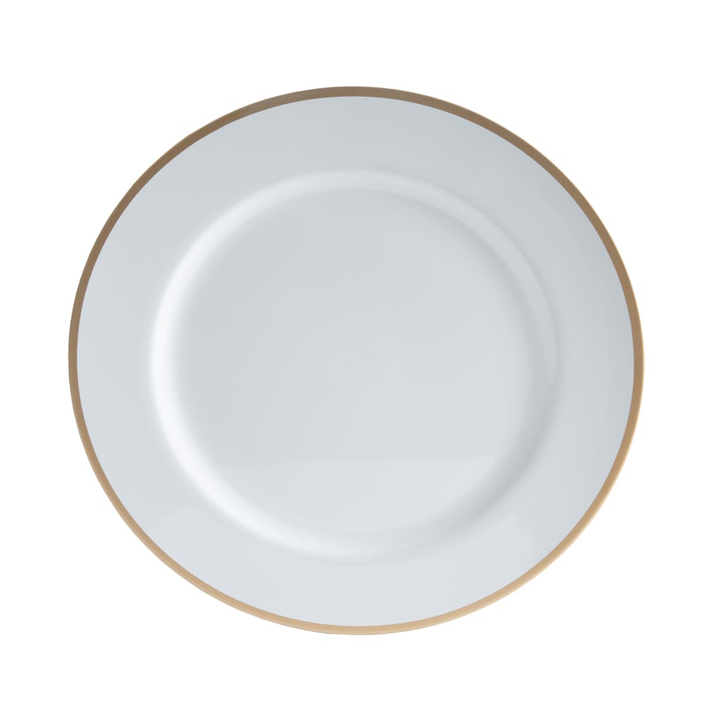 White and Gold Plastic Charger Plate | 1 Charger - Chargers