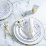 White and Gold Plastic Charger Plate | 1 Charger - Chargers