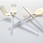 Luxe Party NYC Two Tone Cutlery White • Gold Plastic Cutlery Set | 32 Pieces
