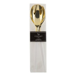 Luxe Party NYC Two Tone Serving 1 Spoon 1 Fork White /  Gold Plastic Serving Fork • Spoon Set