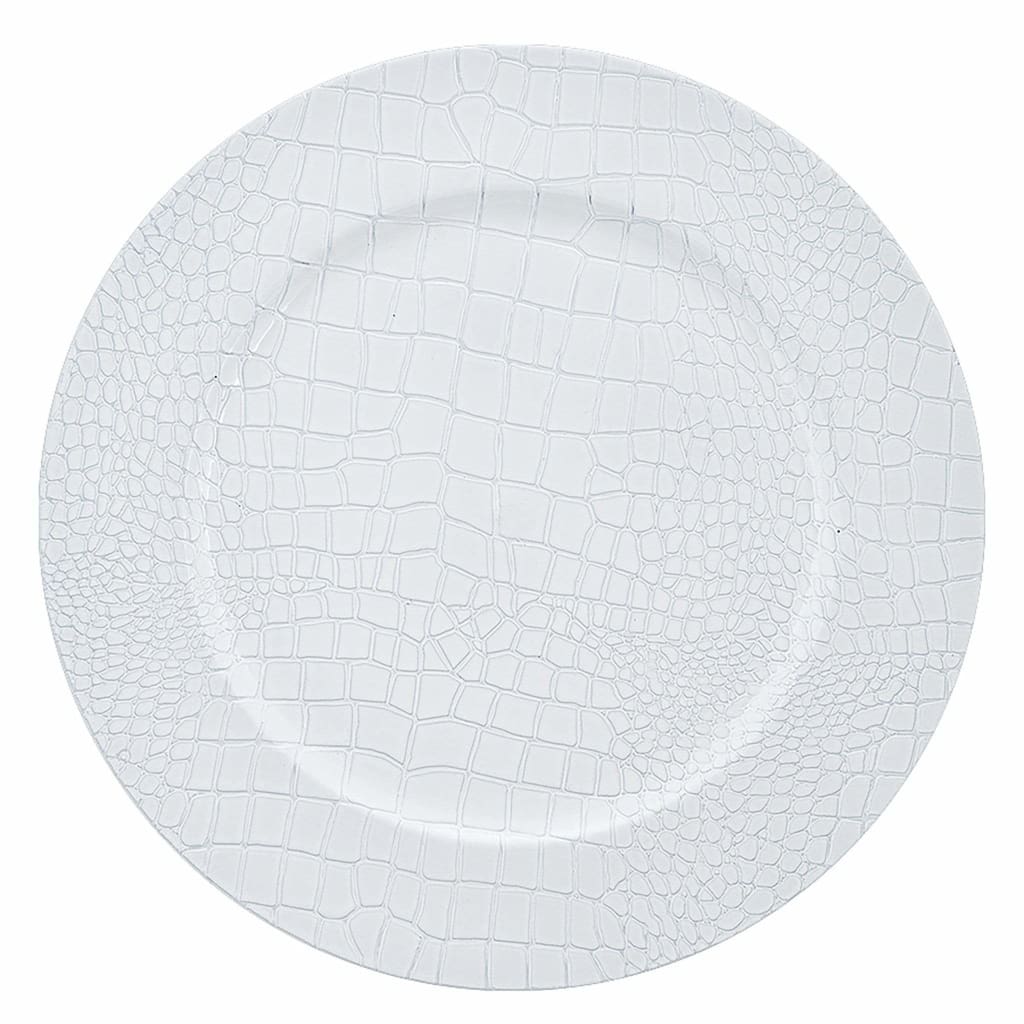 Luxe Party NYC Chargers White Snake Skin Look Round Plastic Charger Plate | 1 Charger