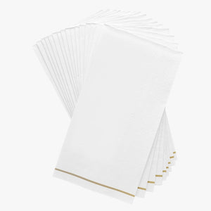 Luxe Party NYC Napkins 16 PK White with Gold Stripe Guest Paper Napkins