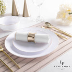 White with Gold Stripe Lunch Napkins | 20 Napkins - 20 Lunch Napkins - 6.5 x 6.5 - Napkins