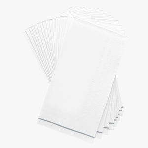 Luxe Party NYC Napkins 16 PK White with Silver Stripe Guest Paper Napkins