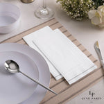 White with Silver Stripe Guest Paper Napkins | 16 Napkins - 16 Dinner Napkins - 4.25 x 7.75 - Napkins