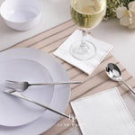 White with Silver Stripe Paper Cocktail Napkins | 20 Napkins - 20 Beverage Napkins - 5 x 5 - Napkins