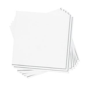 Luxe Party NYC Napkins 20 Lunch Napkins - 6.5" x 6.5" White with Silver Stripe Paper Napkins - 3 available sizes