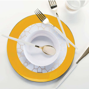 Luxe Party NYC Plastic Plates Yellow • Gold Round Plastic Plates | 10 Pack