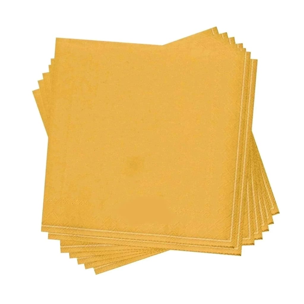Luxe Party NYC Napkins 20 Lunch Napkins - 6.5" x 6.5" Yellow with Gold Stripe Paper Napkins - 3 available sizes
